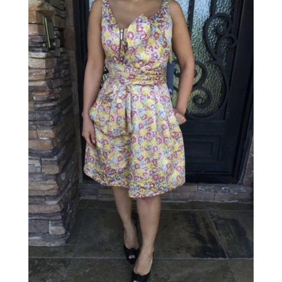 NWT ZAC POSEN Floral Brocade Bow Sleeveless Dress - Picture 3 of 8